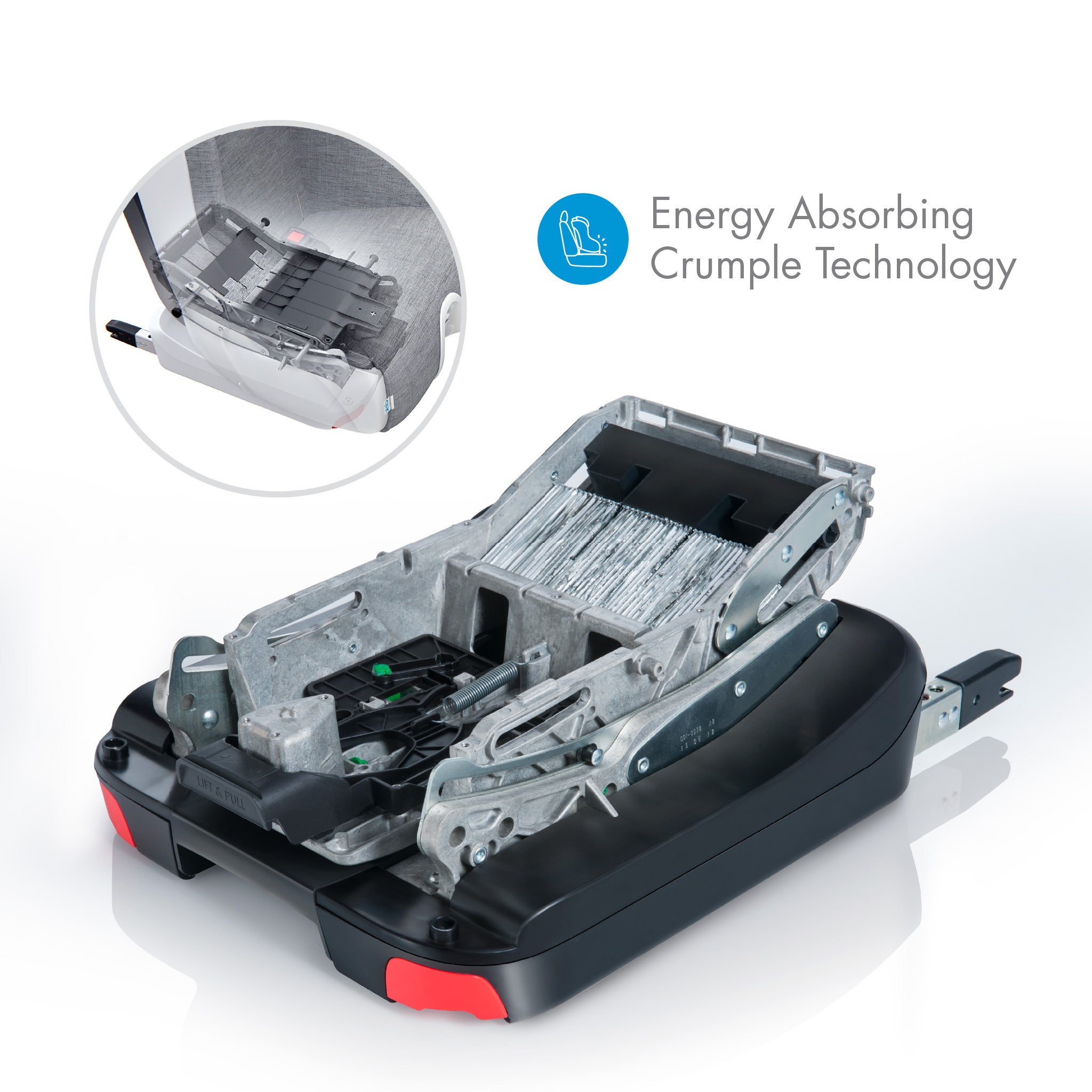 Close up of the Clek Foonf base showing Energy Absorbing Crumple Technology all-groups