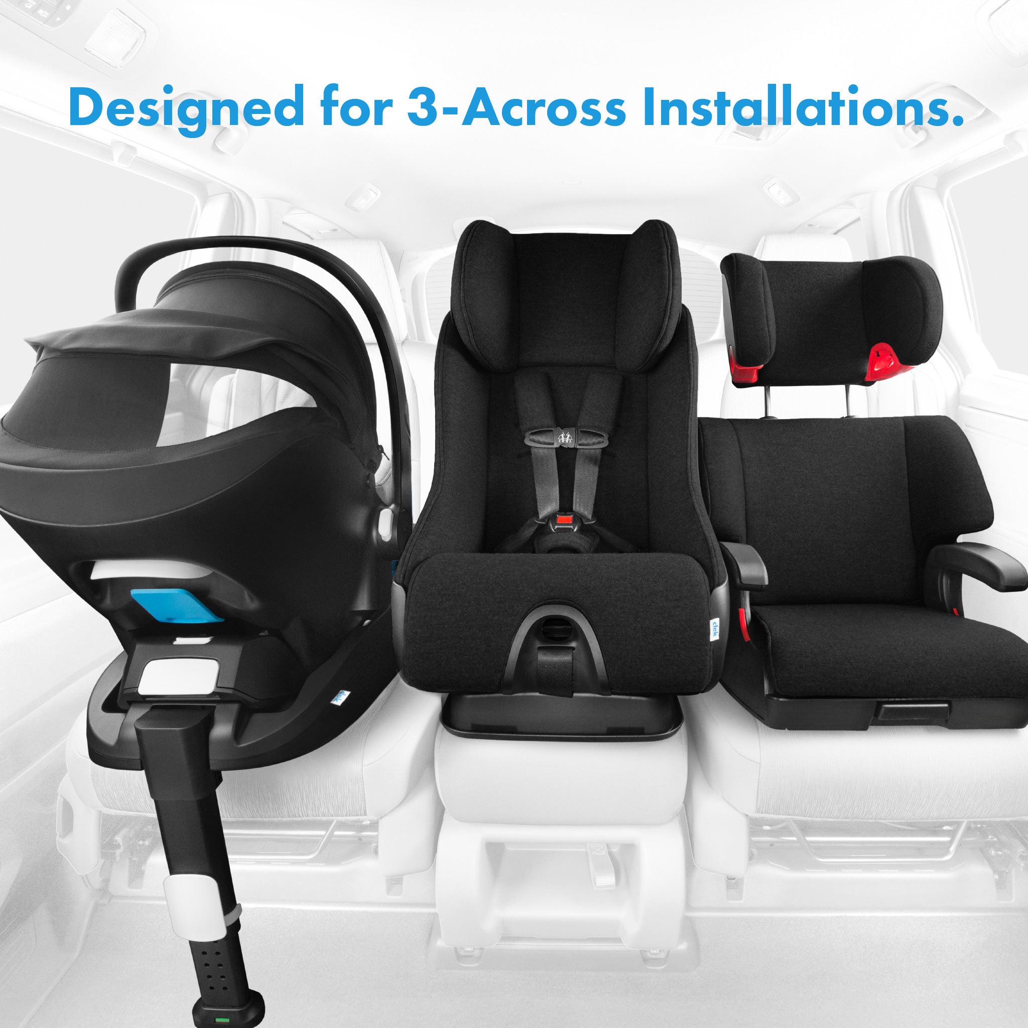 Clek Liing installed in 3 across configuration all-groups