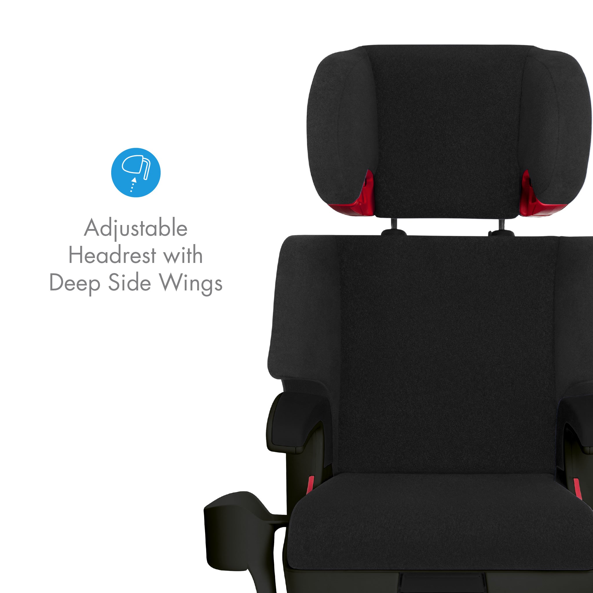 Clek Oobr with adjustable headrest and deep side wings on a white background all-groups