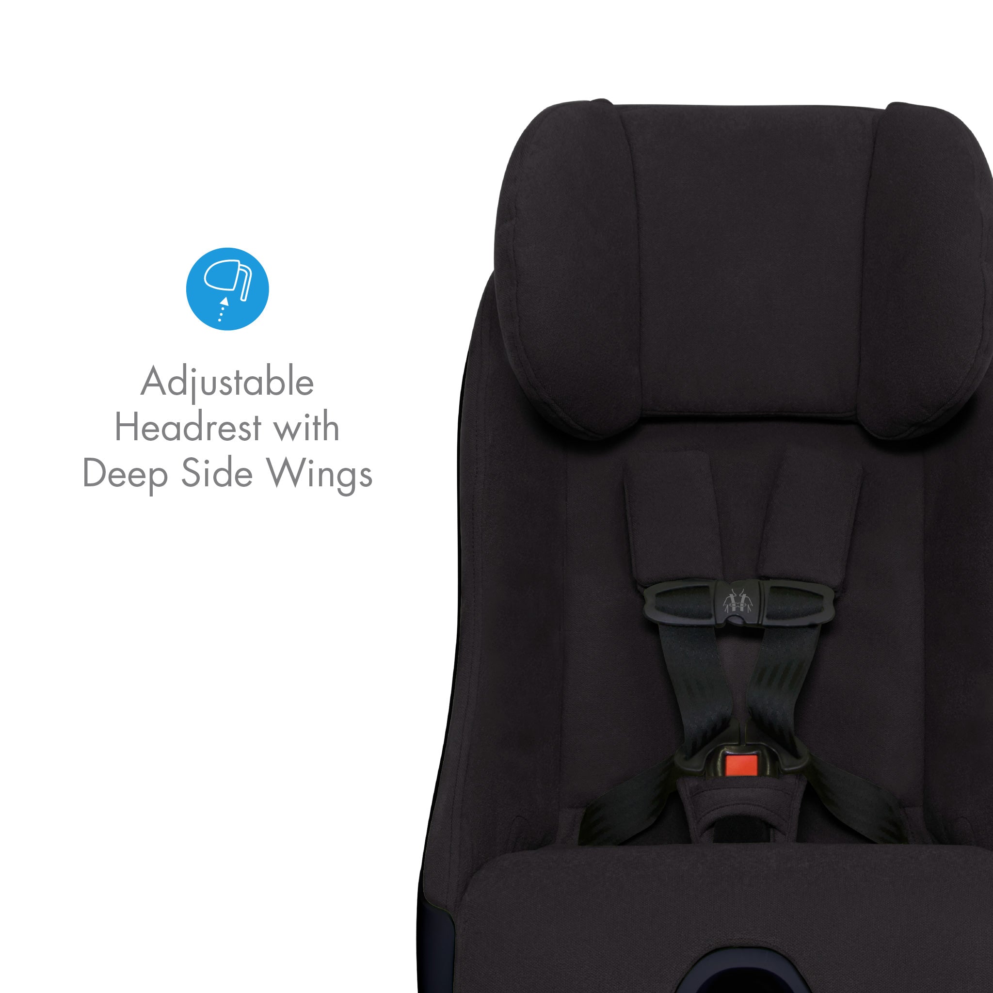 Black Foonf car seat with adjustable headrest and deep side wings on a white background  all-groups