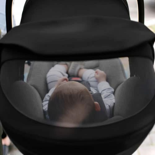 Clek Liing Infant Car Seat with mesh viewing window and canopy